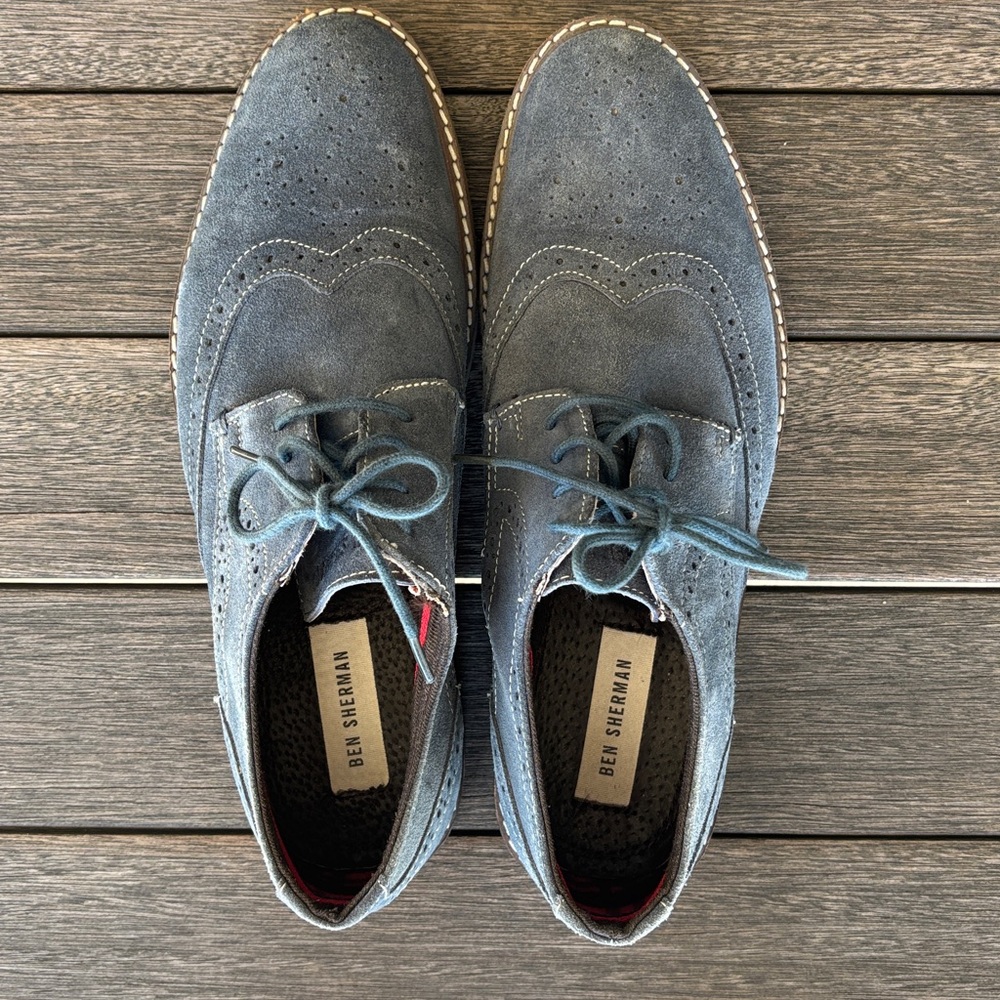 Ben Sherman Men’s Blue Suede Oxfords 9.5 - Picture 7 of 8
